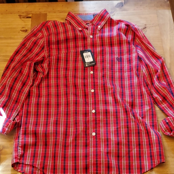 Medium Chaps Cruise Red Button Down Dress Shirt - Picture 2 of 4